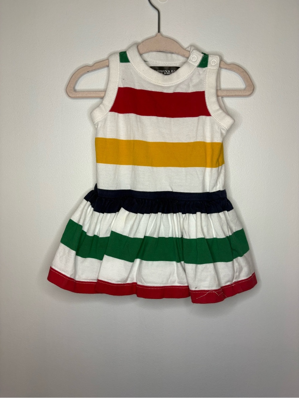 Striped Sleeveless Cotton Dress for Girls in Red, Yellow, Green and Navy